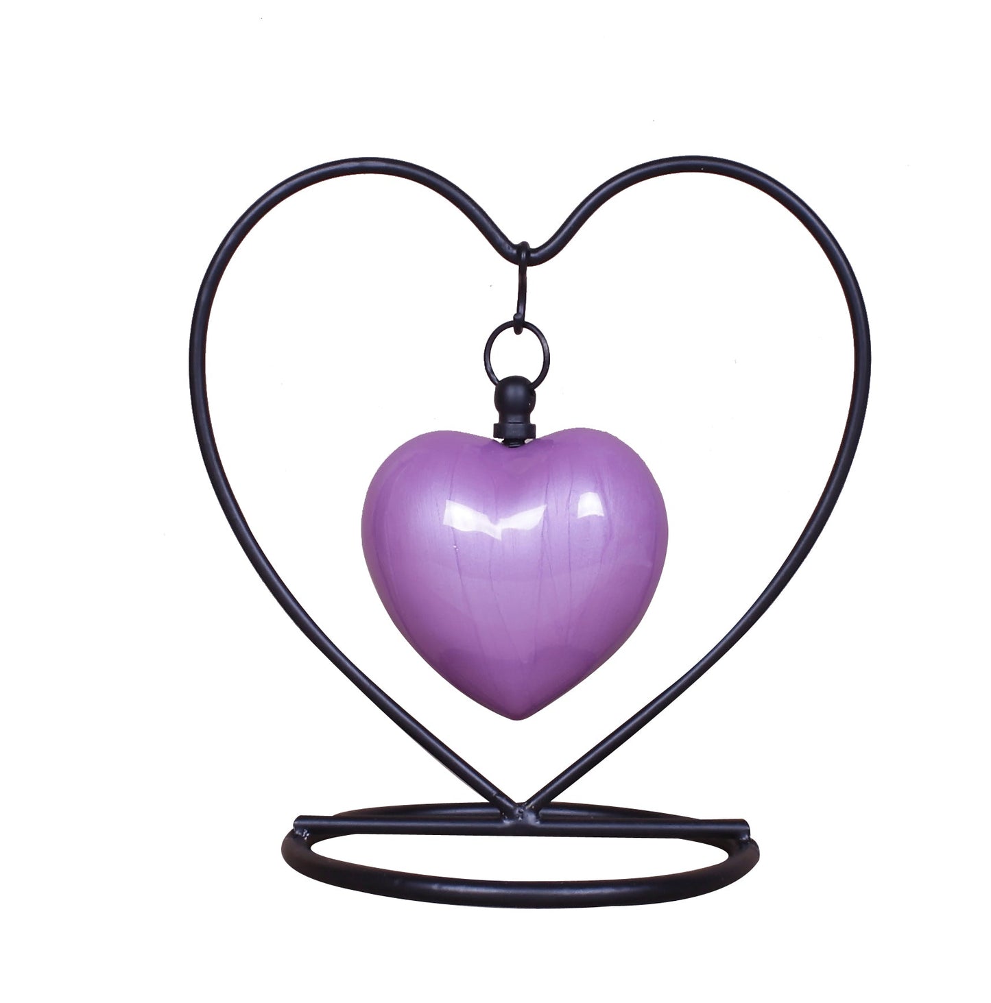 White Heart In Heart Keepsake With Funnel, Stand & Box NEW