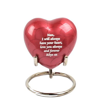 Red Aluminium Heart Keepsake With Box & Stand