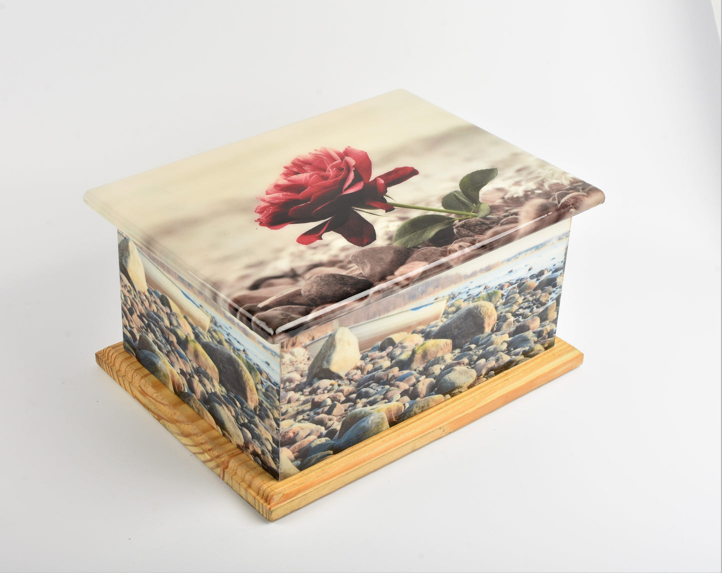 Seaside MDF/Teak Wood Casket For Ashes