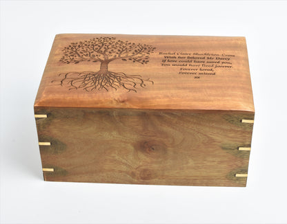 Extra Large Double Capacity Solid Wood Tree Of Life Casket