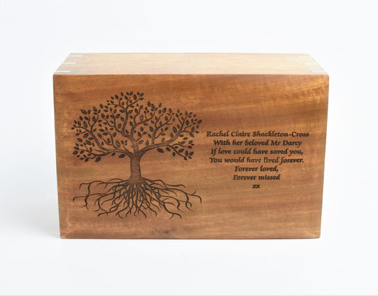 Extra Large Double Capacity Solid Wood Tree Of Life Casket