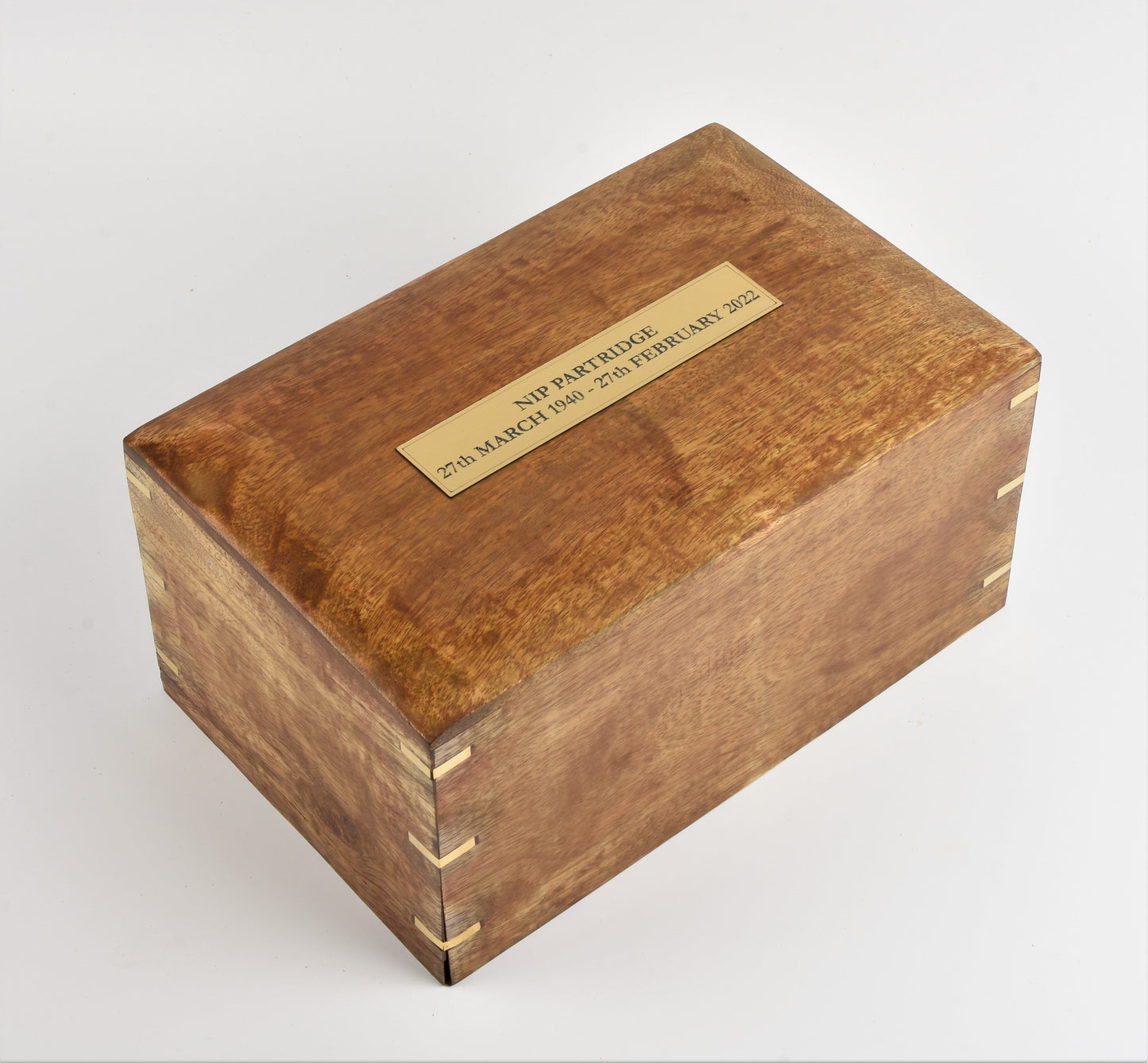 Large Solid Wood Casket With Decorative Corner Strips