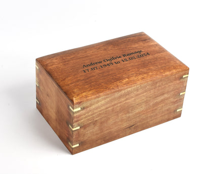 Large Solid Wood Casket With Decorative Corner Strips