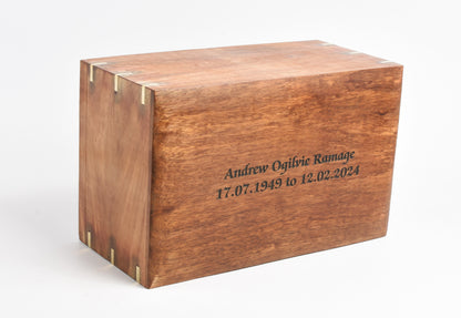 Large Solid Wood Casket With Decorative Corner Strips