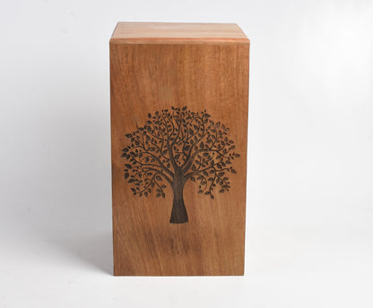 Wood Casket for Adult Ashes Tree Design