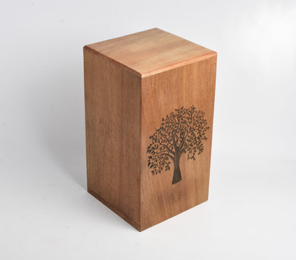 Wood Casket for Adult Ashes Tree Design