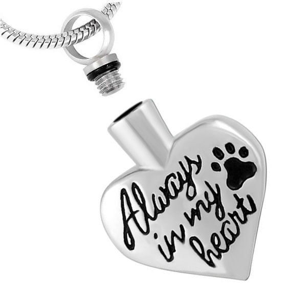 Silver Heart with Paw Print