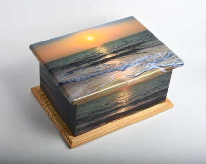 Sunset MDF/Teak Wood Casket
