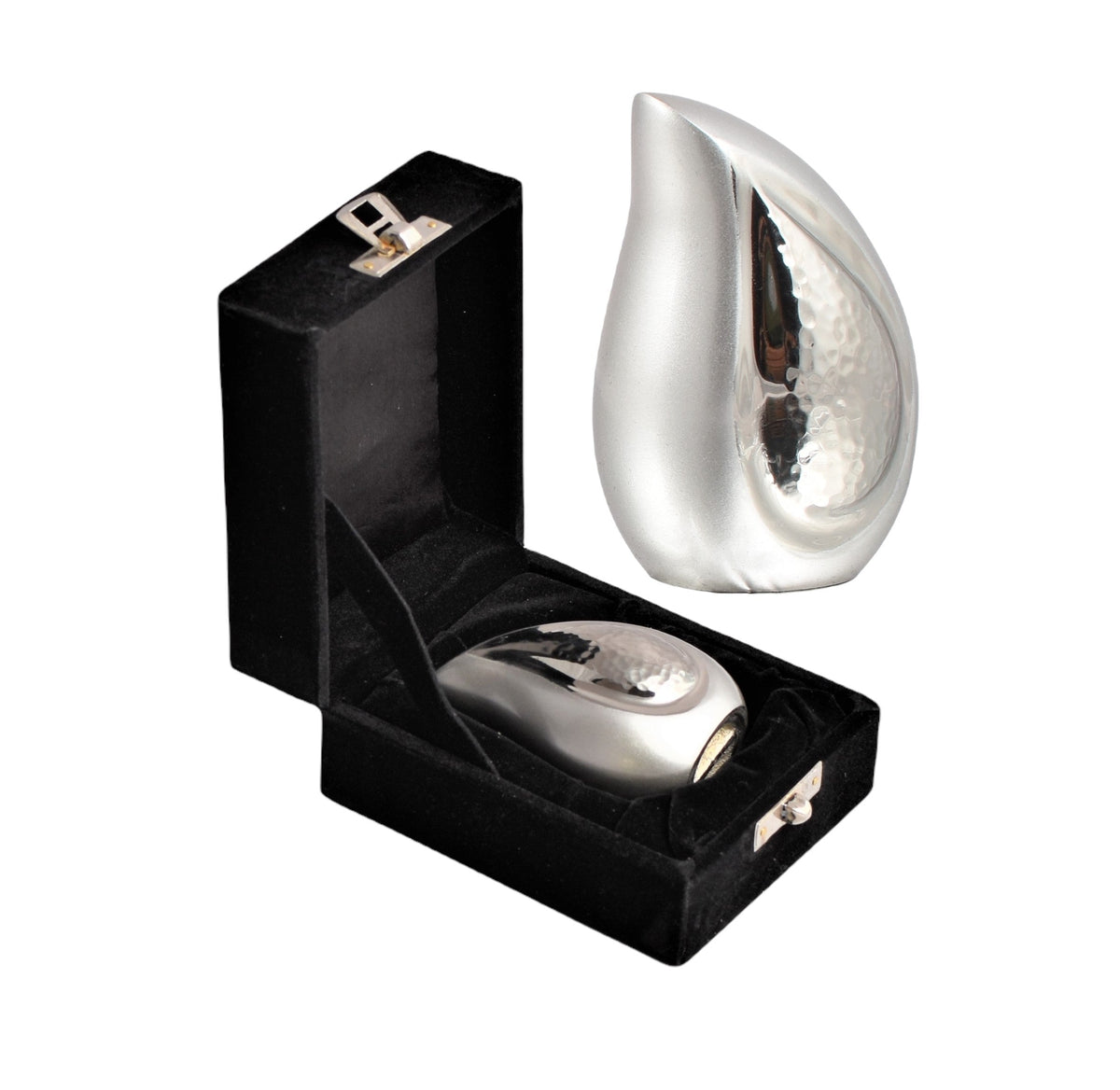 Silver hammered Small Teardrop Keepsake Urn