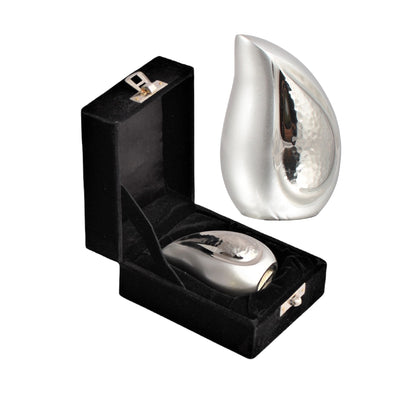 Silver hammered Small Teardrop Keepsake Urn