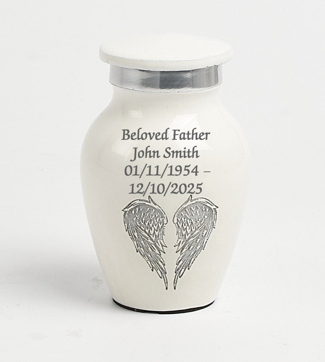 Solid White Angel Wings Keepsake Cremation Urn