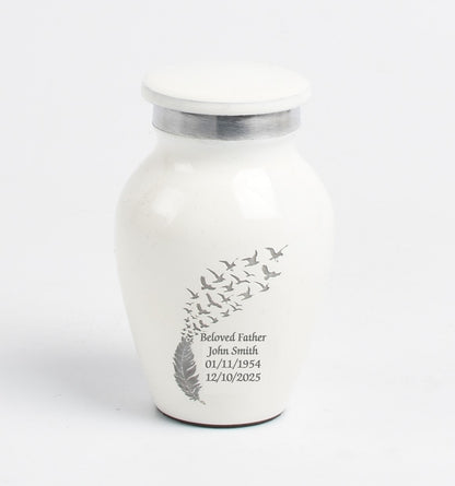 White Feather Keepsake Cremation Urn