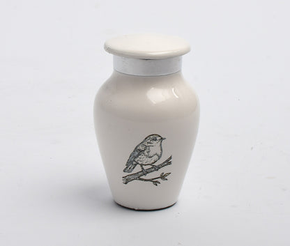 Mini White Robin Keepsake Cremation Urn