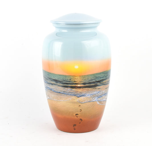 Sunset Footprint Adult Cremation Ashes Urn