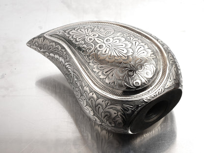 Black & Silver Engraved Teardrop Urn