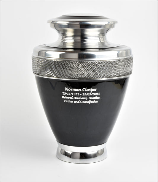Black Milano Aluminium Cremation Urn