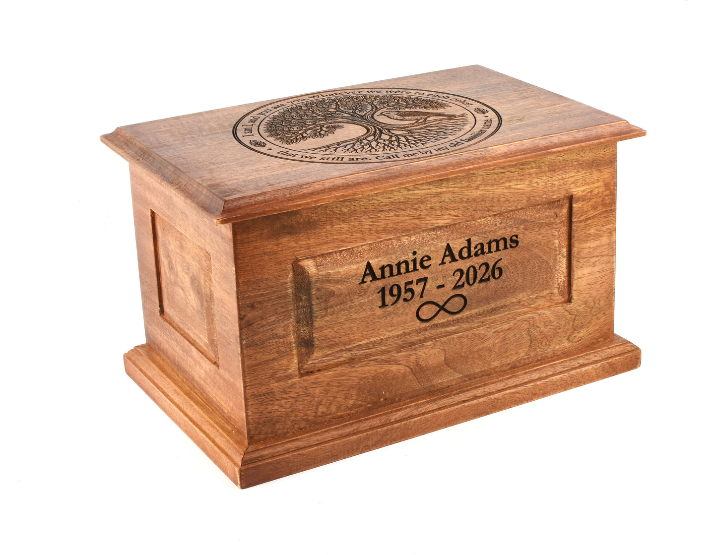 Adult Wood Tree and Robin Engraved  Cremation Ashes Urn