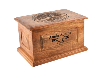 Adult Wood Tree and Robin Engraved  Cremation Ashes Urn