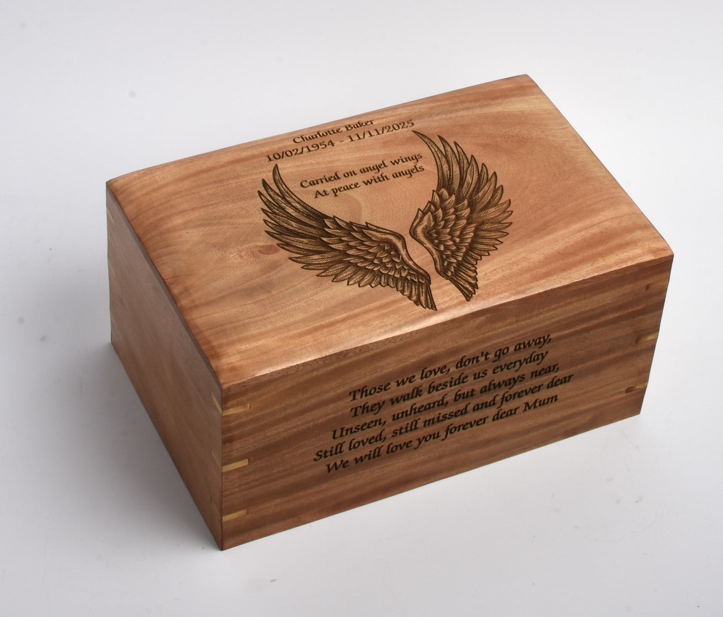 Solid Wood Casket Angel wings- Adult, Child, Companion urn