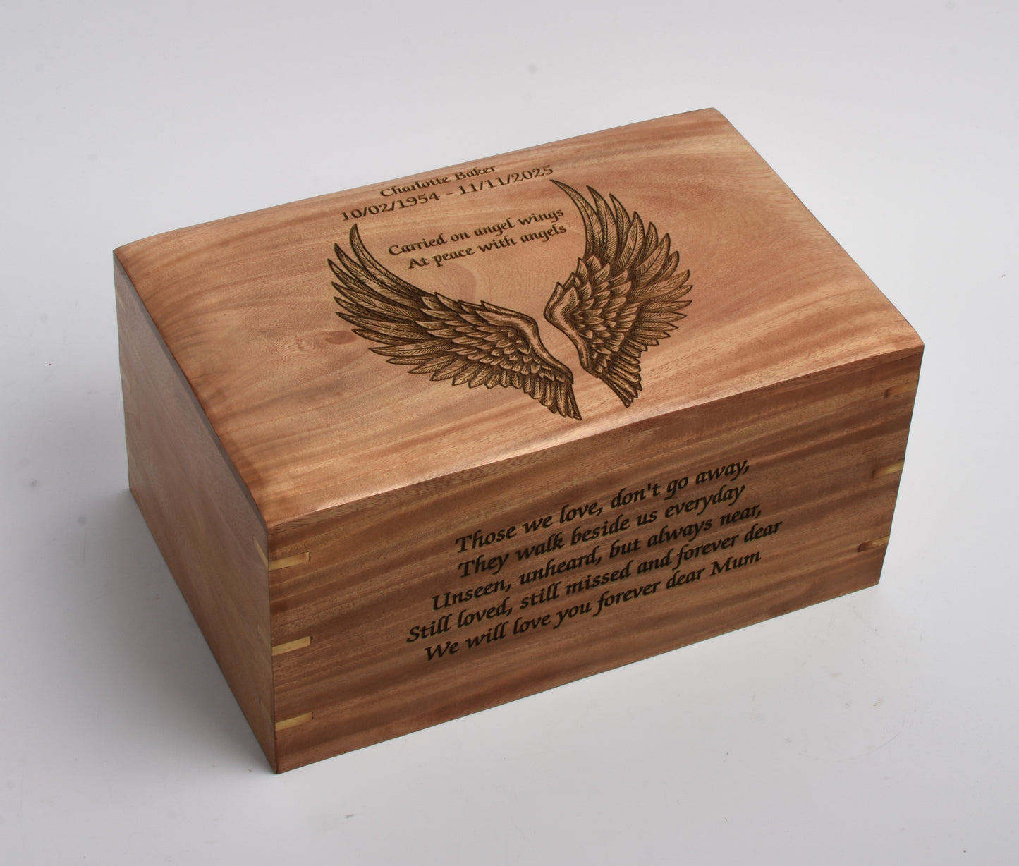 Solid Wood Casket Angel wings- Adult, Child, Companion urn
