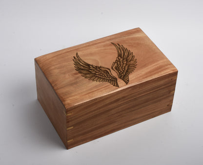 Solid Wood Casket Angel wings- Adult, Child, Companion urn