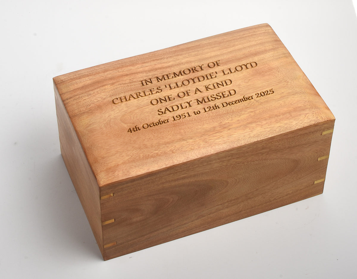 Large Solid Wood Casket With Decorative Corner Strips