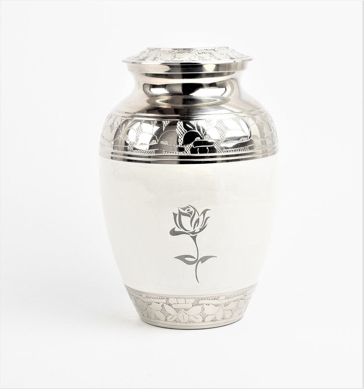 White 8" Medium Cremation Rose Urn