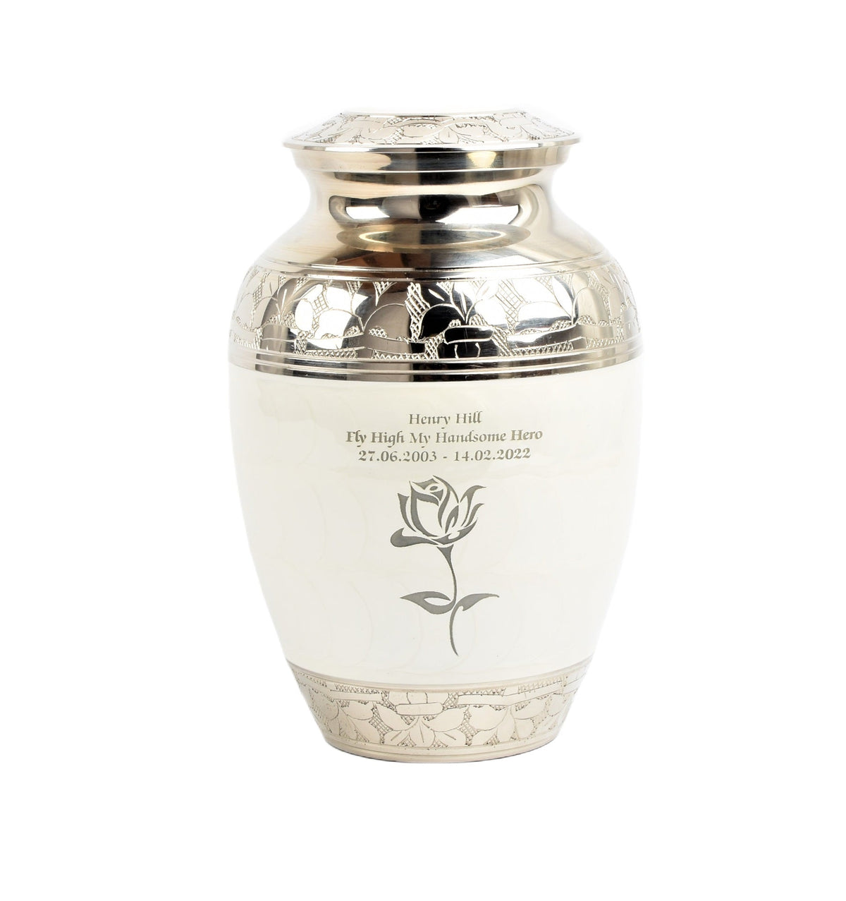 engraved urn, fully personalised urn, personalised urn, white urn, medium urn, white medium urn, pet urn, child urn, baby urn, infant urn, White Cat Cremation Urn For Ashes Pet Memorial Urn
