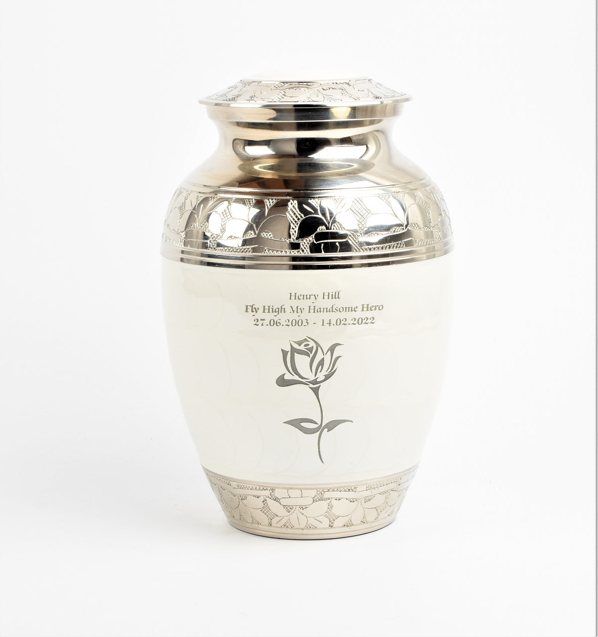 engraved urn, fully personalised urn, personalised urn, white urn, medium urn, white medium urn, pet urn, child urn, baby urn, infant urn, White Cat Cremation Urn For Ashes Pet Memorial Urn