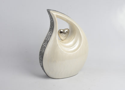 Forever in My Heart White Teardrop Urn