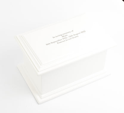 White MDF Wood Cremation Ashes Casket Urn L/M/S