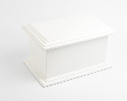 White MDF Wood Cremation Ashes Casket Urn L/M/S