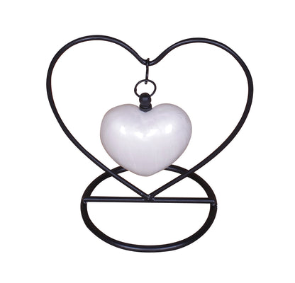 White Heart In Heart Keepsake With Funnel, Stand & Box NEW