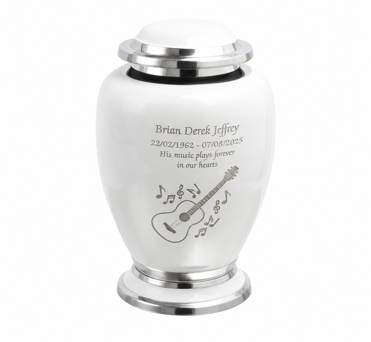 Guitar and Music Notes Design White Urn
