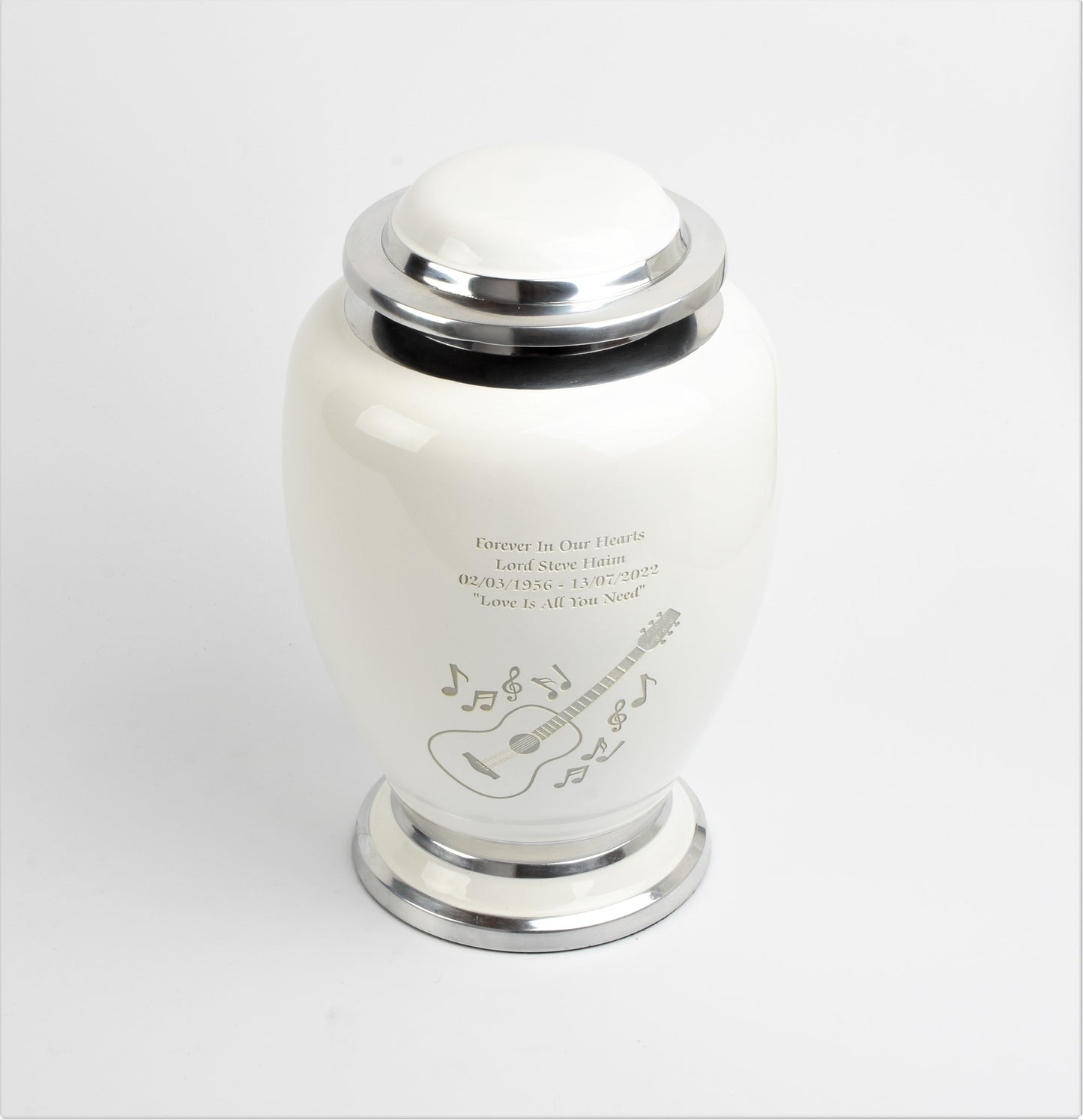 Guitar and Music Notes Design White Urn