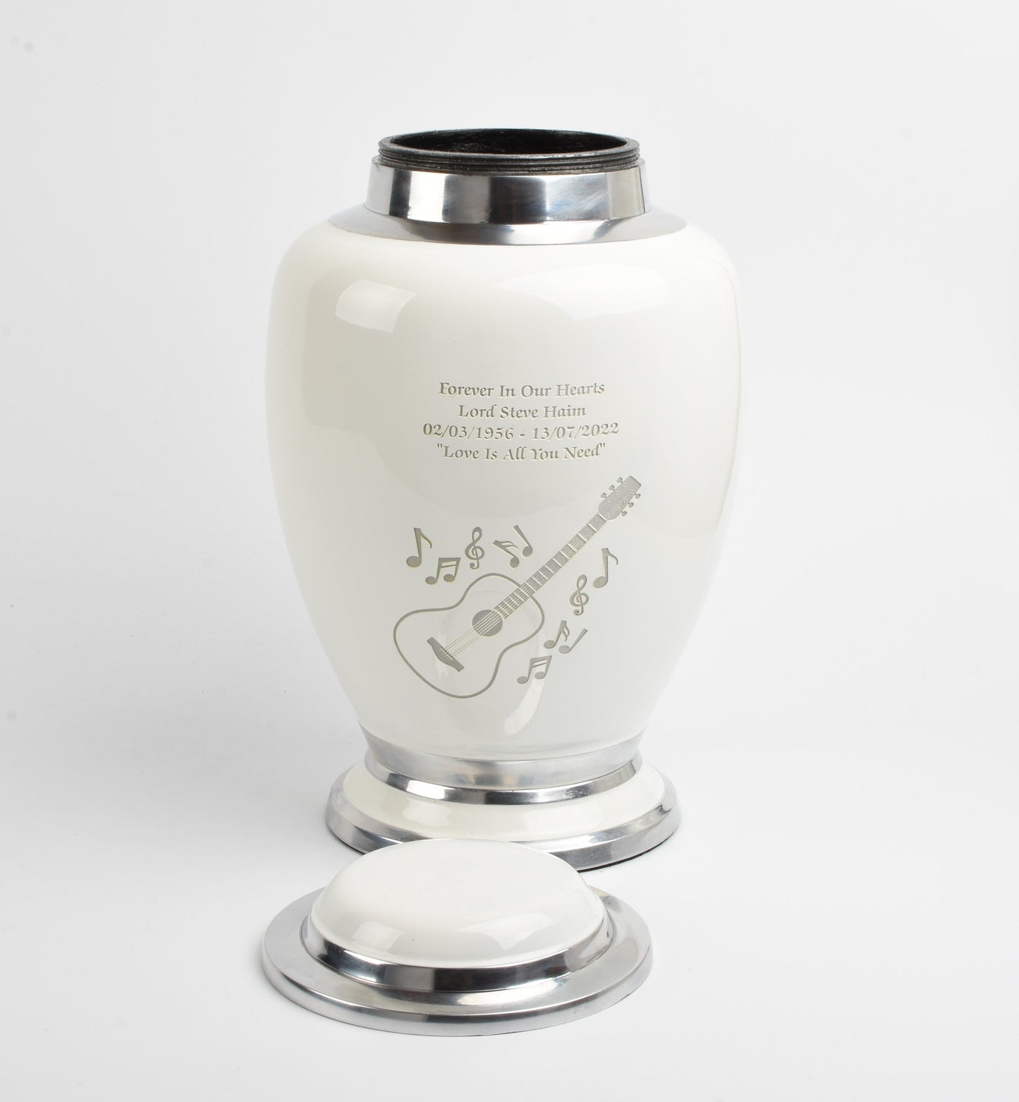 Guitar and Music Notes Design White Urn