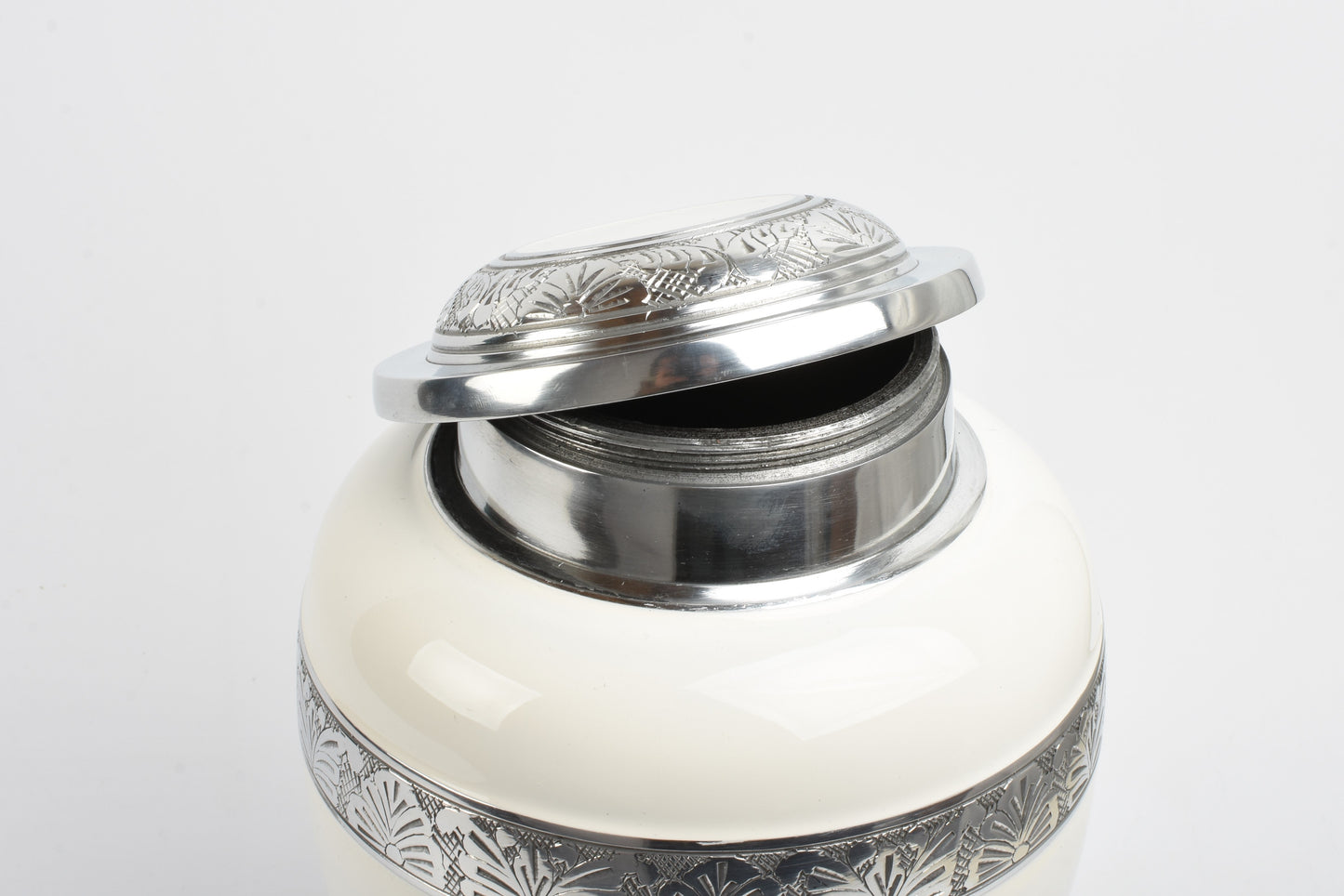 White with sliver band and angel wings