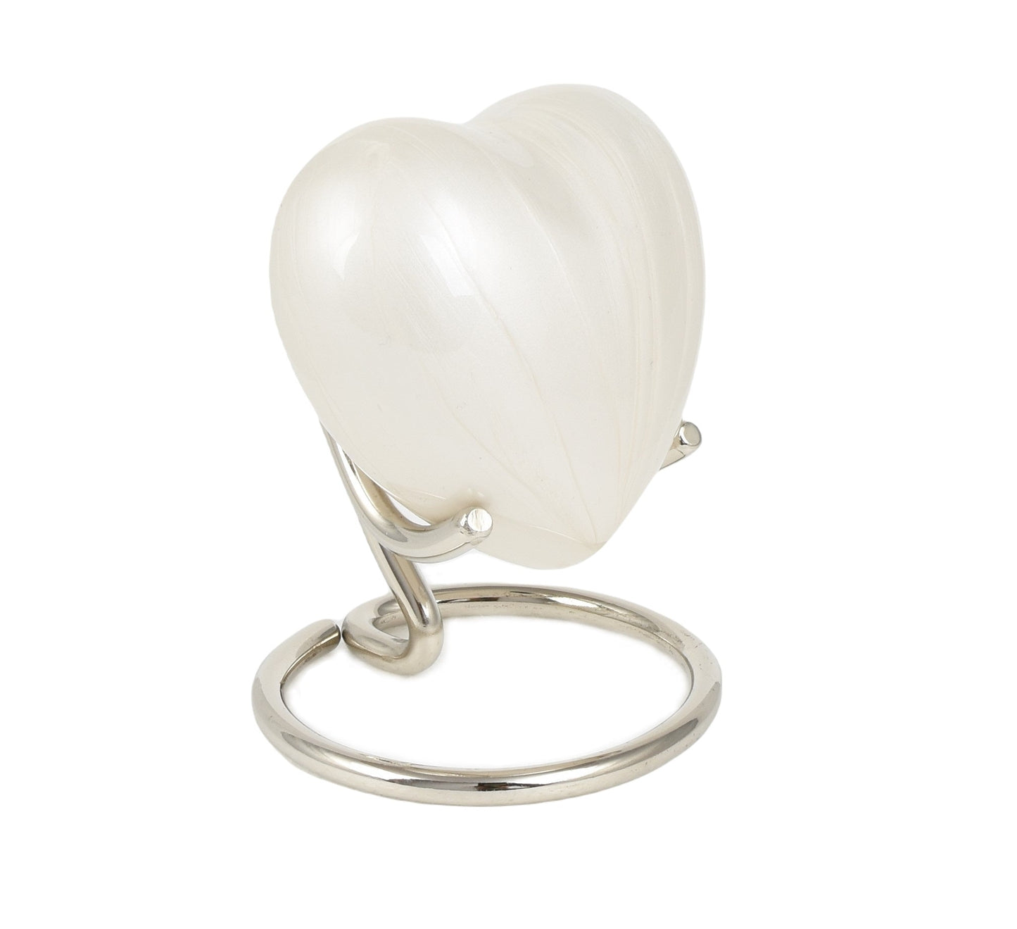 Pearl White Keepsake Heart With Box & Stand