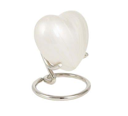 Pearl White Keepsake Heart With Box & Stand