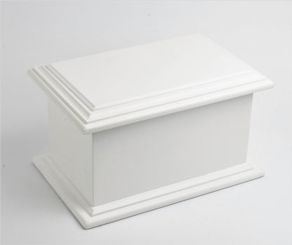White MDF Wood Cremation Ashes Casket Urn L/M/S