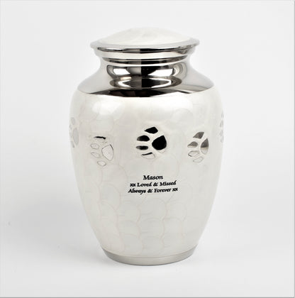 White Paw 8" Medium Pet Ashes Urn
