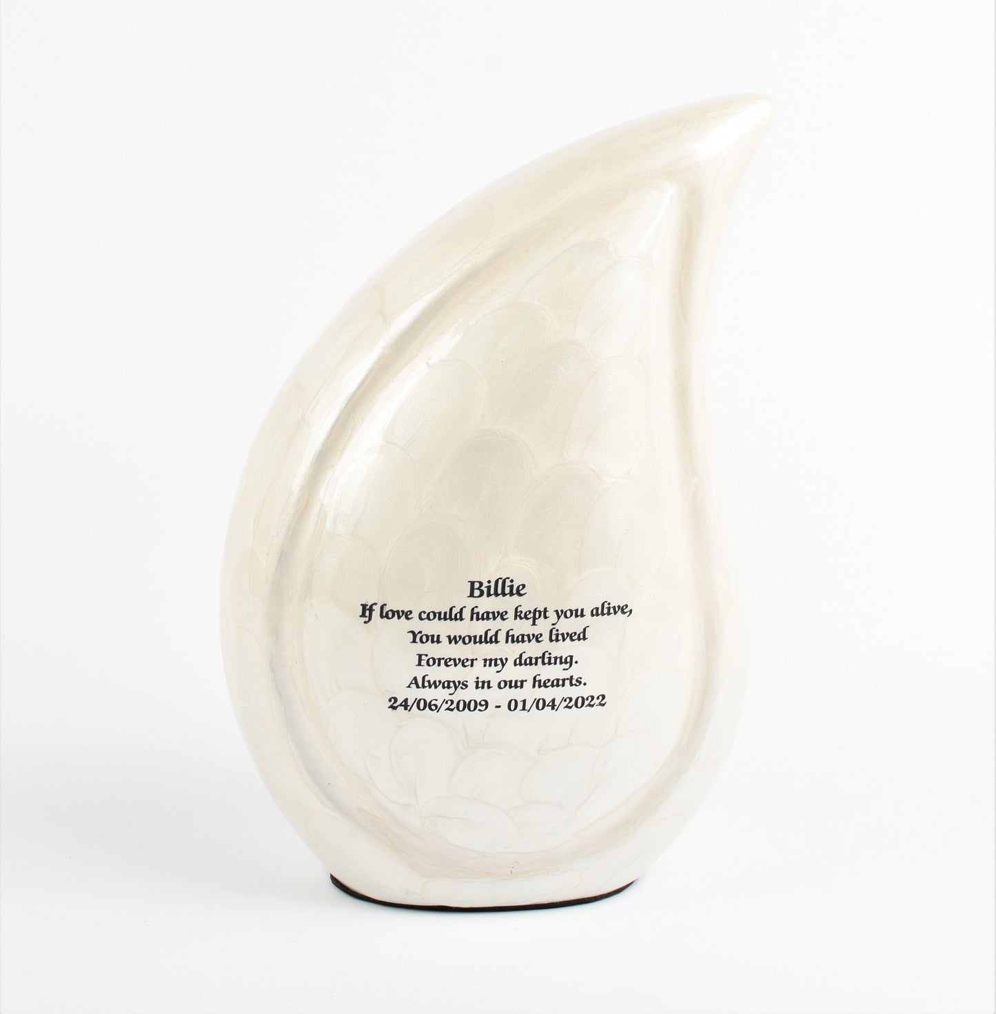 Small Pearl White Teardrop Urn