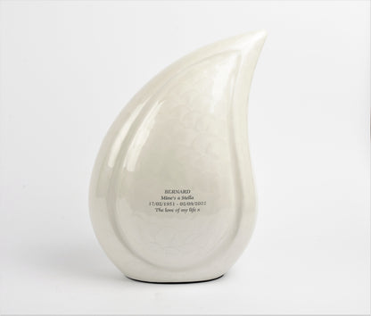 Pearl White Teardrop Cremation Urn