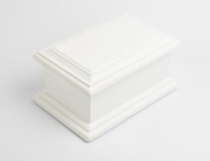 White MDF Wood Cremation Ashes Casket Urn L/M/S