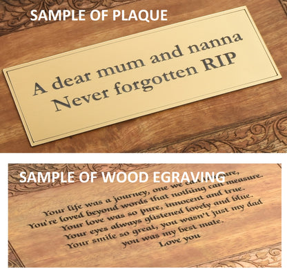Large Carved Wood Biodegradable Casket
