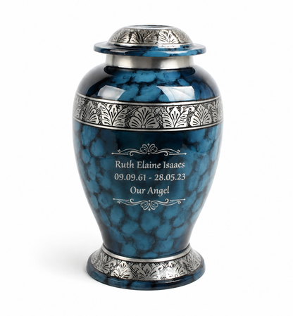 Blue Cloud Cremation Urn – Hand Crafted Aluminium Adult Memorial Urn