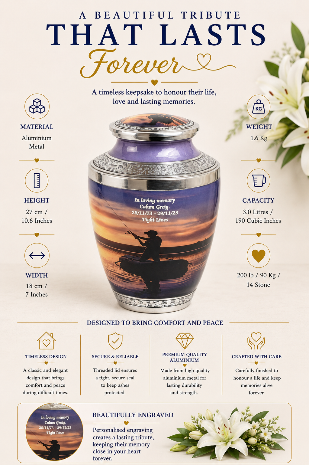 Fishing Man Cremation Urn Testi Shape