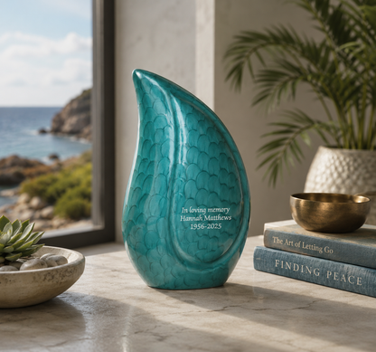 Green Teardrop Cremation Urn