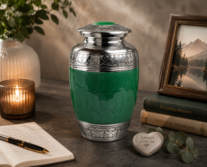 Classic Green Aluminium Adult Cremation Urn