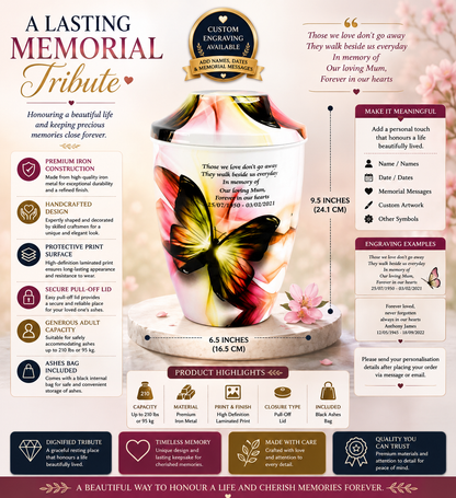 Iron Metal Cremation Urn Butterfly Design